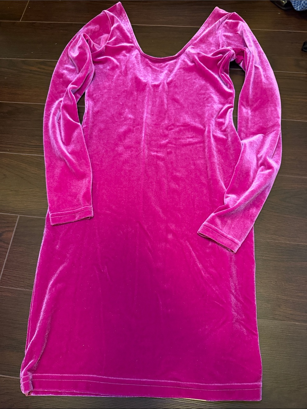 American Apparel Fuchsia Velvet Long-Sleeve Mini Dress